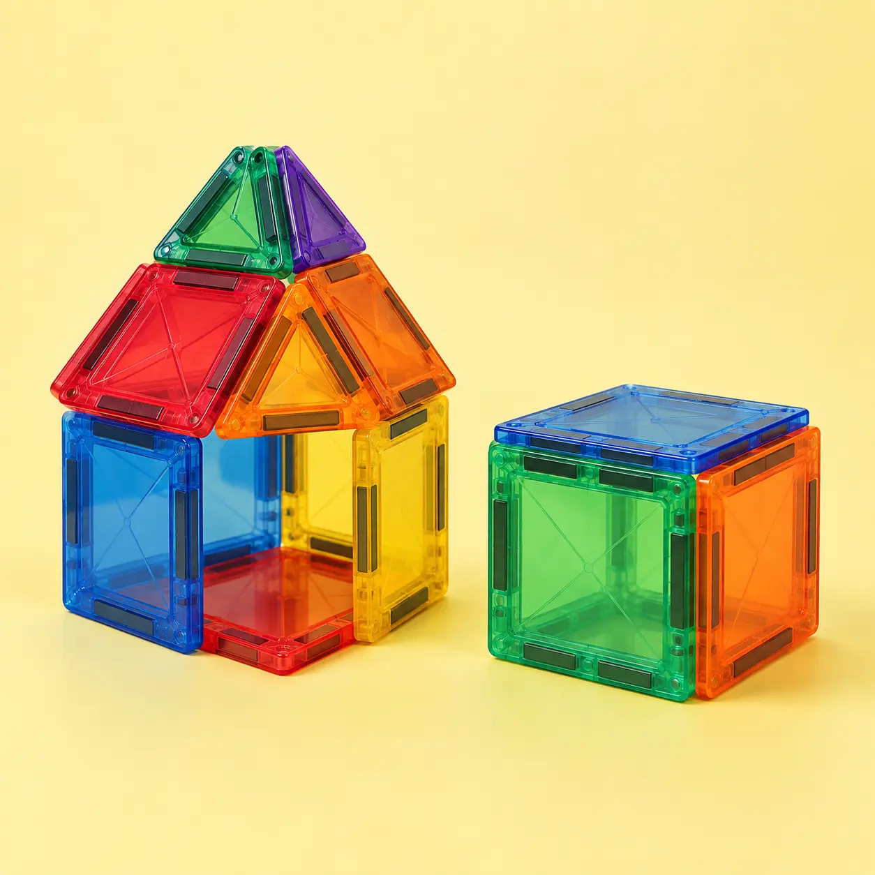 Small magnetic tile house and cube